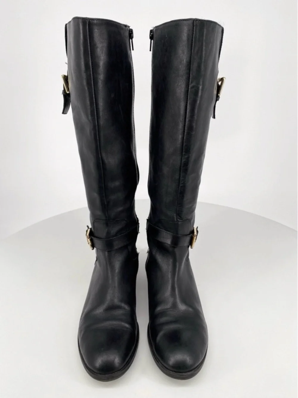 RALPH LAUREN Monica Tall Black Leather Knee-High Riding Boots Luxury size 8.5